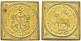 Nürnberg, Stadt. 
Lammdukaten-Klippe 1700. Mit Münzmeistersignatur CGL (Carl Gottlieb Lauffer, 1746-1755). Ähnlich wie vorher. Die Rundstempel entspr...