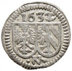 Nürnberg, Stadt. 
Einseitiger Pfennig 1632 (aus 1631 im Stempel geändert). Ke. 333, Slg. Erl. 497. vorzüglich-prägefrisch