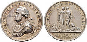 Pfalz-Kurlinie. Karl Theodor 1742-1799. 
Silbermedaille 1792 von H. Boltschauser, auf das 50-jährige Regierungs­jubiläum. Geharnischtes Brustbild des...