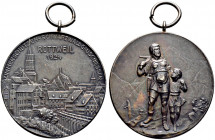 Rottweil, Stadt. 
Tragbare Silbermedaille 1924 von Mayer und Wilhelm, auf das Zimmerschützen-Schwarzwald­gauschiessen. Stadtansicht mit der "Hoch-Brü...