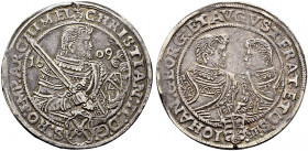 Sachsen-Albertinische Linie. Christian II., Johann Georg I. und August 1601-1611. 
Taler 1609 -Dresden-. Keilitz/Kahnt 228, Slg. Mers. 807, Schnee 76...