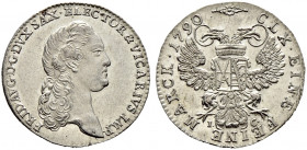 Sachsen-Albertinische Linie. Friedrich August III. 1763-1806. 
1/12 Taler (Doppelgroschen) 1790 -Dresden-. Auf das Vikariat. Kahnt (Sachsen) 1157, Sl...