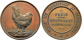 Stuttgart, Stadt. 
Bronzene Prämienmedaille o.J. (1878) von W. Mayer. Zweiter Preis bei der Ausstellung des Vereins der Vogelfreunde in Württemberg. ...
