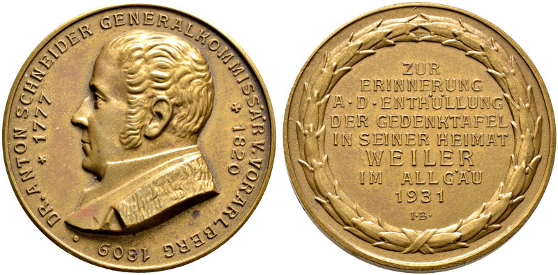 Weiler im Allgäu (Landkreis Lindau). 
Bronzemedaille 1931 von Josef Bernhart, a...