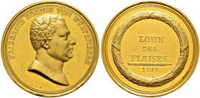 Württemberg. Friedrich II./I. 1797-1806-1816. 
Goldene Prämienmedaille der Universität Tübingen im Gewicht zu 15 Dukaten (1809) für Medizin. FRIDERIC...