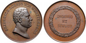 Württemberg. Friedrich II./I. 1797-1806-1816. 
Bronzene Prämienmedaille o.J. von J.L. Wagner, der Universität Tübingen. Kopf mit kurzen Haaren nach r...