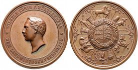 Württemberg. Wilhelm I. 1816-1864. 
Bronzene Prämienmedaille o.J. (verliehen 1858-1913) von Dietelbach (unsigniert), für landwirtschaft­liche Verdien...