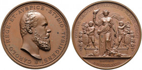 Württemberg. Karl 1864-1891. 
Bronzemedaille 1877 von K. Schwenzer, auf die 400-Jahrfeier der Universität Tübingen. Erhaben geprägter Kopf des Königs...