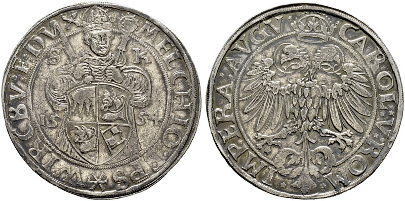 Würzburg-Bistum. Melchior Zobel von Giebelstadt 1544-1558. 
Taler 1554 -Würzbur...