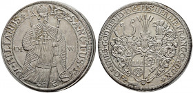 Würzburg-Bistum. Johann Gottfried II. von Guttenberg 1684-1698. 
Taler 1693. Wie vorher. Helm. 450, Slg. Piloty 1065, Dav. 5993. -Walzenprägung- attr...