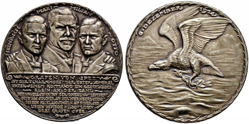 Medailleure. Karl Goetz 1875-1950. 
Mattierte Silbermedaille 1914. Auf die Fami...