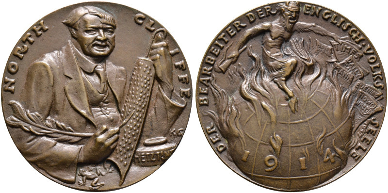 Medailleure. Karl Goetz 1875-1950. 
Bronzegussmedaille 1914. Auf die englische ...