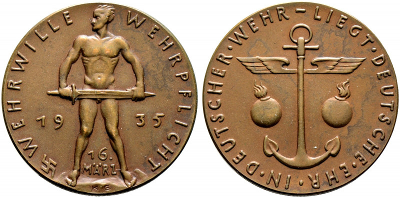 Medailleure. Karl Goetz 1875-1950. 
Bronzemedaille 1935. Auf die Einführung der...