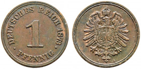 Kleinmünzen. 
1 Pfennig 1873 A. J. 1. selten, sehr schön