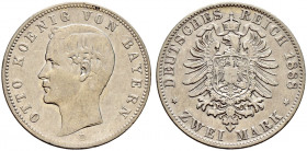 Silbermünzen des Kaiserreiches. BAYERN. 
Otto 1888-1913. 2 Mark 1888 D. J. 43. schön-sehr schön