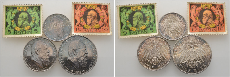 Silbermünzen des Kaiserreiches. BAYERN. 
Luitpold, Prinzregent 1911. 3-tlg. Set...