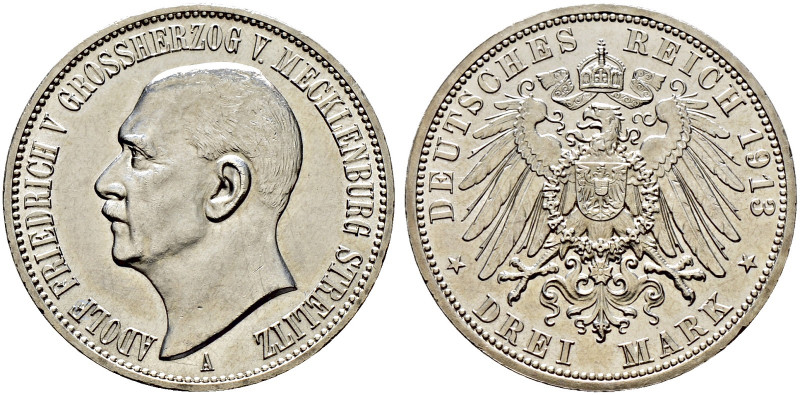 Silbermünzen des Kaiserreiches. MECKLENBURG-STRELITZ. 
Adolf Friedrich V. 1904-...