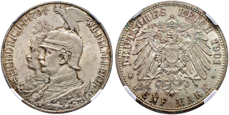Silbermünzen des Kaiserreiches. PREUSSEN. 
Wilhelm II. 1888-1918. 5 Mark 1901. ...