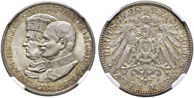 Silbermünzen des Kaiserreiches. SACHSEN. 
Friedrich August III. 1904-1918. 2 Mark 1909. Uni Leipzig. J. 138. In Plastikholder der NGC (slabbed) mit d...