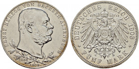 Silbermünzen des Kaiserreiches. SACHSEN-ALTENBURG. 
Ernst 1853-1908. 5 Mark 1903 A. Regierungsjubiläum. J. 144. kleine Kratzer und Randunebenheiten, ...