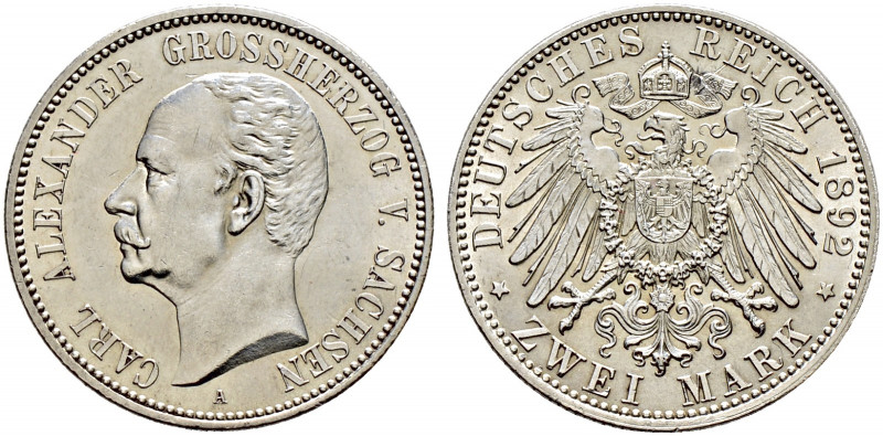 Silbermünzen des Kaiserreiches. SACHSEN-WEIMAR-EISENACH. 
Carl Alexander 1853-1...
