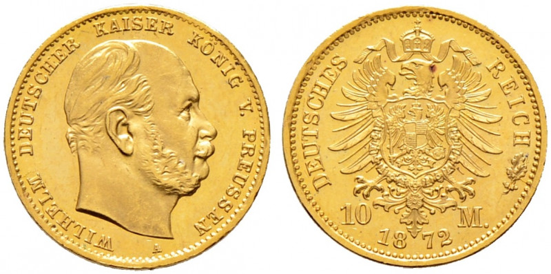 Reichsgoldmünzen. PREUSSEN. 
Wilhelm I. 1861-1888. 10 Mark 1872 A. J. 242. Exem...