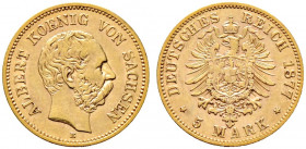 Reichsgoldmünzen. SACHSEN. 
Albert 1873-1902. 5 Mark 1877 E. J. 260. sehr schön-vorzüglich