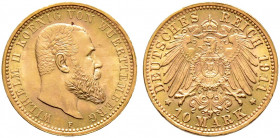 Reichsgoldmünzen. WÜRTTEMBERG. 
Wilhelm II. 1891-1918. 10 Mark 1911 F. J. 295. vorzüglich-Stempelglanz