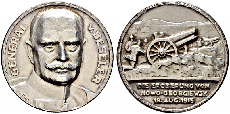 Erster Weltkrieg und Inflation. 
Silbermedaille 1915 von F. Eue (bei Ball), auf...