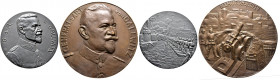 Erster Weltkrieg und Inflation. 
Lot (2 Stücke): Große Bronzegussmedaille 1914 von Küchler, auf den General der Artillerie Max von Gallwitz (*2. Mai ...