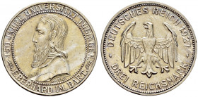 Weimarer Republik. 
3 Reichsmark 1927 F. Uni Tübingen. J. 328. kleine Kratzer und Randfehler, fast vorzüglich