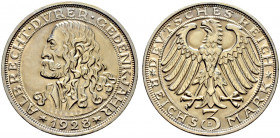 Weimarer Republik. 
3 Reichsmark 1928 D. Dürer. J. 332. feine Tönung, kleiner Kratzer auf dem Avers, vorzüglich-prägefrisch