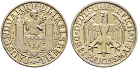 Weimarer Republik. 
3 Reichsmark 1928 D. Dinkelsbühl. J. 334. feine Tönung, vorzüglich