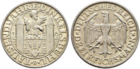 Weimarer Republik. 
3 Reichsmark 1928 D. Dinkelsbühl. Ein weiteres Exemplar. J. 334. vorzüglich