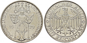 Weimarer Republik. 
5 Reichsmark 1929 E. Meißen. J. 339. kleine Kratzer, fast vorzüglich