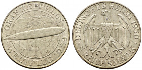 Weimarer Republik. 
5 Reichsmark 1930 D. Zeppelin. J. 343. vorzüglich