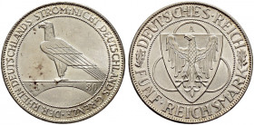 Weimarer Republik. 
5 Reichsmark 1930 A. Rheinlandräumung. J. 346. winzige Kratzer, fast Stempelglanz