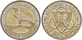 Weimarer Republik. 
5 Reichsmark 1930 D. Rheinlandräumung. J. 346. minimale Kratzer auf dem Avers, vorzüglich/fast prägefrisch