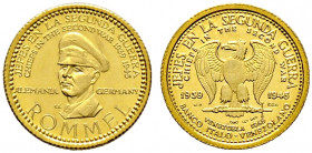 Drittes Reich. 
Kleine Goldmedaille 1959 der Banco Italo-Venezolano, auf Manfred Rommel - "Chiefs in the second war". Dessen Büste in Uniform nach li...