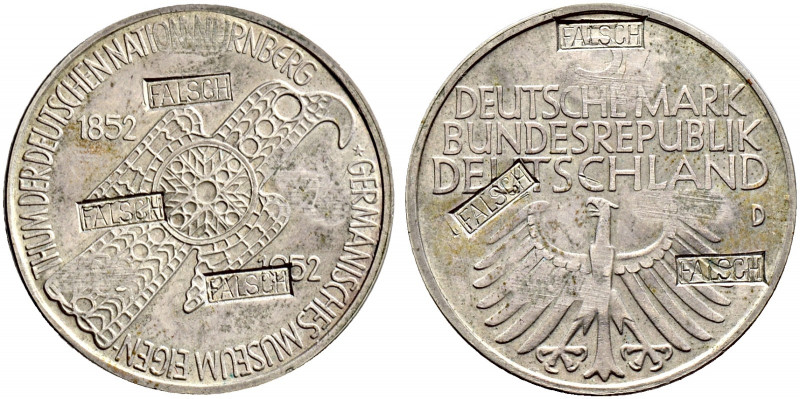 Bundesrepublik Deutschland. 
Offiziell entwertete FÄLSCHUNG der 5 Deutschen Mar...