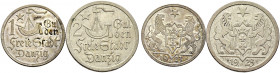 Nebengebiete. 
Danzig. Lot (2 Stücke): 1 und 2 Gulden 1923. J. D 7, D 8. sehr schön-vorzüglich, sehr schön