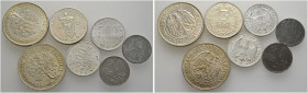 Lots. 
Ca. 65 Stücke: 5 Reichsmark 1927 und 1932 A Eichbaum sowie 3 Reichsmark 1925 A Rheinlande und diverse Kleinmünzen vom Kaiserreich und der Weim...