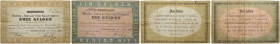 KAISERSLAUTERN. Set von 2 Darlehensscheinen, bestehend aus: 1 und 2 Gulden Süddeutscher Währung. Kaiserslautern, 31. Juli 1870. Mit handschriftlicher ...
