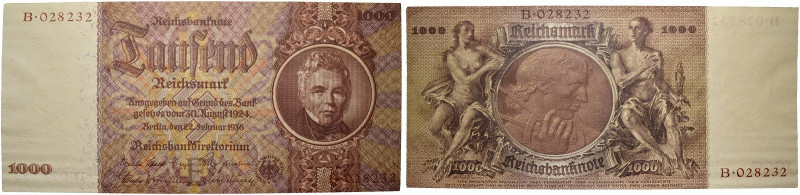 Deutsches Reich. 1.000 Reichsmark der Deutschen Reichsbank. Berlin, 22. Februar ...