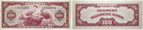 Bundesrepublik Deutschland. Bank Deutscher Länder 1948-1949. 100 Deutsche Mark 1948. "Roter Hunderter". Ros. 244. 156 x 67 mm
selten, leicht gebraucht...