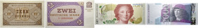 Bundesrepublik Deutschland. Deutsche Bundesbank 1960-1999. Lot (5 Stücke): Nicht ausgegebene Bundeskassenscheine 1967 zu 10 Pfennig und 2 Deutsche Mar...