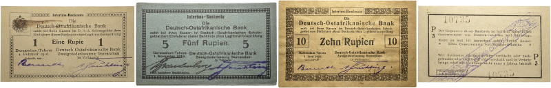 Deutsche Kolonien. DEUTSCH-OSTAFRIKA. Lot (3 Stücke): Interims-Banknoten der Deu...