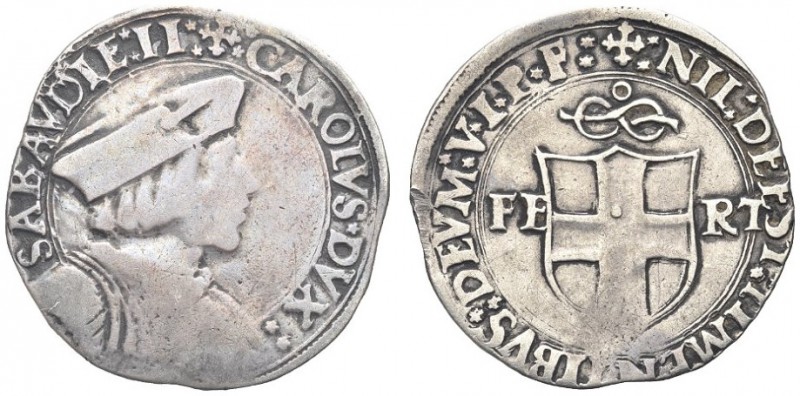 SAVOIA. Carlo II, il Buono, 1504-1553. Testone, II tipo, zecca di Vercelli. Ar g...