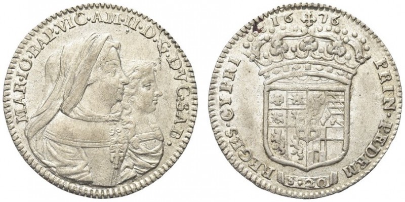 SAVOIA. Vittorio Amedeo II, 1675-1713. Lira 1676, Torino. Ar gr. 6,10 Dr. MAR IO...