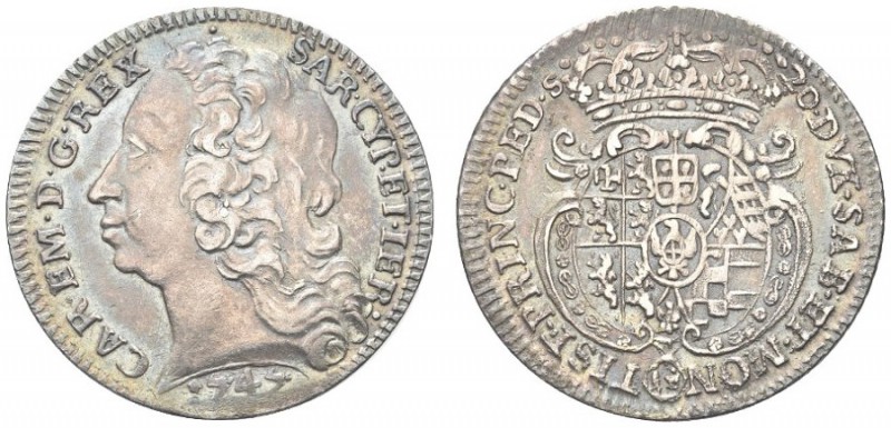 SAVOIA. Carlo Emanuele III, 1730-1773. Lira 1747, Torino. Ar gr. 5,49 Dr. CAR EM...